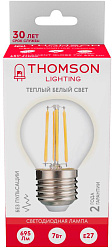 Лампа филам. Thomson Filament TH-B2091 7Вт цок.:E27 шар 220B св.свеч.бел.теп. Globe (упак.:1шт)