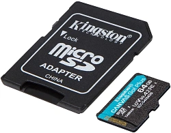 Флеш карта microSDXC 64GB Kingston SDCG4/64GB Canvas Go! Plus V10 A2 + adapter