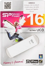 Флеш Диск Silicon Power 16Gb Ultima U03 SP016GBUF2U03V1W USB2.0 белый